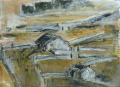 BARBARA GOOLDEN mixed media - Snowdonia farmstead, initialled and entitled verso 'Nant Ffrancon', 20