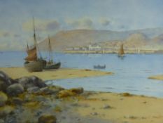 WARREN WILLIAMS ARCA watercolour - beached boats near Marine Walk, Conwy opposite Deganwy showing