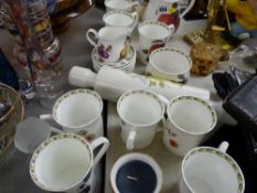 Quantity of Queen's Collection coffee mugs, a pair of Ridgway vintage car tankards etc