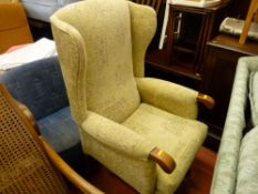 Tidy modern wingbacked armchair