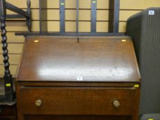 Polished bureau and an open three shelf bookcase