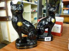 Good pair of Jackfield style pottery cats