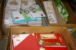 Three boxes of mixed greetings and Christmas, many sealed