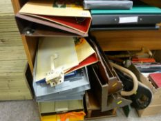 Quantity of household stationery items including treen letter racks, plastic trays etc