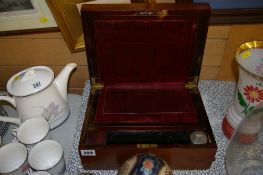 Writing box with glass inkwell etc
