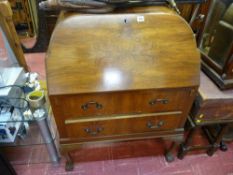 Walnut effect bureau with shaped top