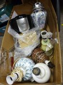 Box of mixed table lamps etc