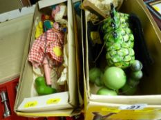 Two boxes Pelham puppets including a dragon puppet