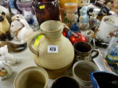 Mixed china and glassware including stein, Studio pottery etc