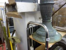 Light wood effect and chrome modern bookshelf and a boxed bathroom cabinet