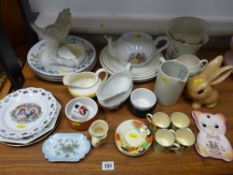 Large parcel of mixed china including commemorative ware, Sylvac rabbit etc