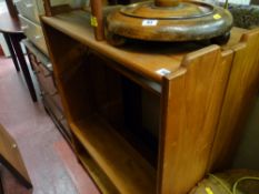 Pair of modern pine open bookshelves and an occasional table