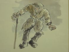 SIR KYFFIN WILLIAMS RA framed print - old farmer with stick