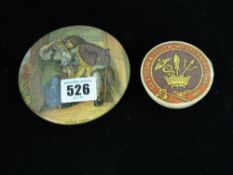 Pot lid 'Uncle Toby' and another for Glasgow and South Western Railway