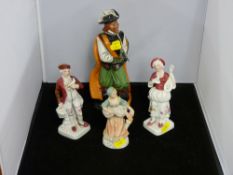Royal Doulton figurine 'Cavalier' HN2716 and three Continental style figurines