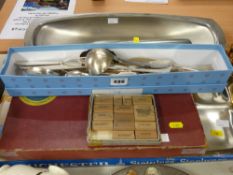 Parcel of white metal service ware, cutlery etc