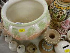 Jardiniere, Royal Doulton candlestick and similar items