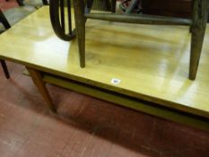 Teak effect two tier Long John coffee table