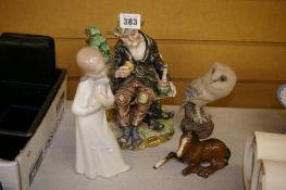 Nao figure of a young girl, a Capodimonte style figure, Beswick foal etc