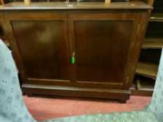 Polished two door floorstanding cupboard and a rug