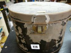 Vintage metal hat box
