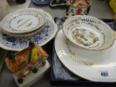 Royal Worcester plate, Staffs style cottages etc