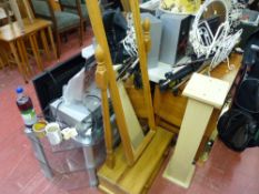 Modern pine cheval style dressing mirror with base drawer