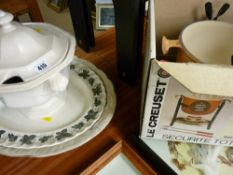 Two Staffs platters, food server and a boxed fondue set