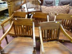 Set of six heavy quality dining chairs and an extending twin pedestal dining table