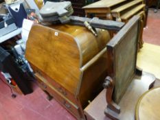 Two sets of bellows, dressing table mirror and a vintage suitcase