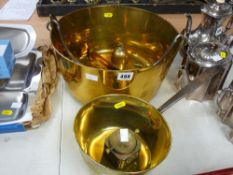 Brass jam pan with iron handle, brass saucepan with iron handle and similar items