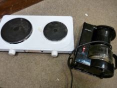 Boxed Russell Hobbs two ring hob and a coffeemaker E/T