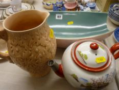 Burlington ware jug, Oriental teapot and a Royal Norfolk trough style dish