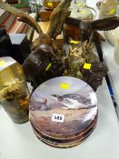 Sundry ornithological display plates & bird ornaments together with a preserved sea life specimen