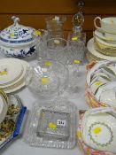 A quantity of mixed glassware including decanters