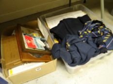 A parcel of rugby memorabilia including scrap books from tours, a commemorative mirror, club