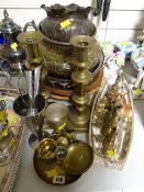 A parcel of brassware, EPNS etc