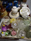 Parcel of mixed glassware including glass paperweights & a quantity of mixed pottery including