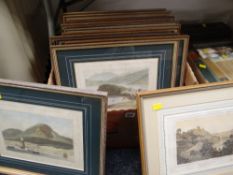 A quantity of framed topographical etchings