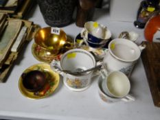 An Aynsley 'Orchard Gold' cup & saucer, matching pin dish, sundry items of china including Gaudy