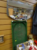 A vintage bagatelle board & a wall mirror