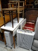 Parcel of items including vintage narrow drop leaf Formica topped kitchen table, bentwood stool,