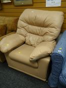 A taupe leather armchair