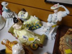 Two Royal Doulton figures - 'At Ease' & 'Solitude' together with Coalport figure 'Beatrice at the