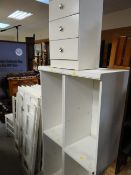 Parcel of furniture to include six painted white folding bookcases, white painted shelving units