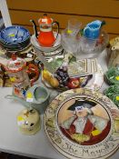 A quantity of Staffordshire calendar plates, a Royal Doulton display plate & sundry items of pottery