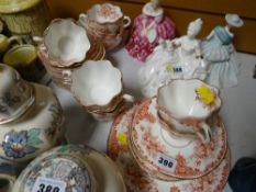 A vintage Staffordshire red floral patterned teaset