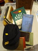 A parcel of train driver's collectables including mid-twentieth century driver's cap, a British