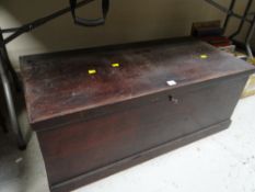 A good vintage stained pine seaman's chest with carry handles