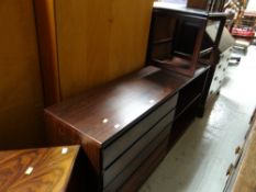 A Scanflex sideboard with bank of five drawers & open shelves together with a similar square